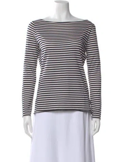 Pre-owned Tory Burch Silk Striped Top In Black