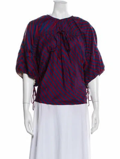 Pre-owned Tory Burch Silk Striped Top In Black