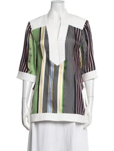 Pre-owned Tory Burch Silk Striped Tunic In Multicolor