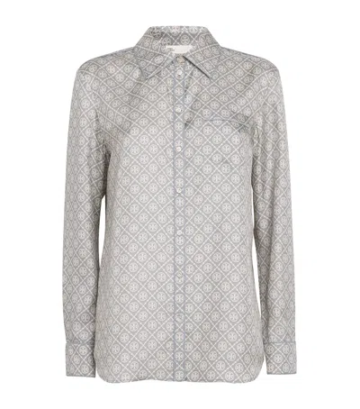 Tory Burch Silk T Monogram Shirt In Grey