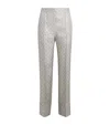 Tory Burch Silk T Monogram Trousers In Grey