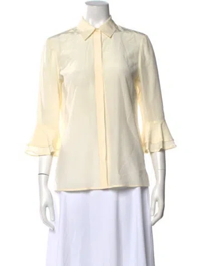 Pre-owned Tory Burch Silk Three-quarter Sleeve Blouse In Neutral