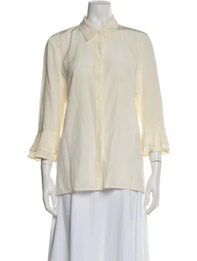 Pre-owned Tory Burch Silk Three-quarter Sleeve Blouse In Neutrals