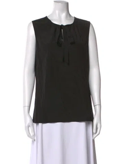 Pre-owned Tory Burch Silk Tie Neck Blouse In Black