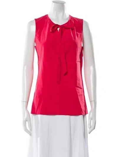 Pre-owned Tory Burch Silk Tie Neck Blouse In Pink