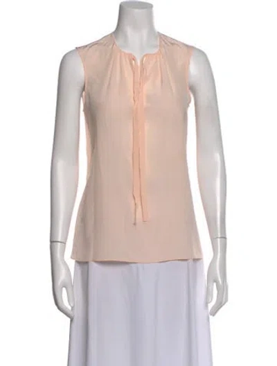 Pre-owned Tory Burch Silk Tie Neck Blouse In Pink