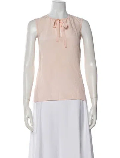 Pre-owned Tory Burch Silk Tie Neck Blouse In Pink