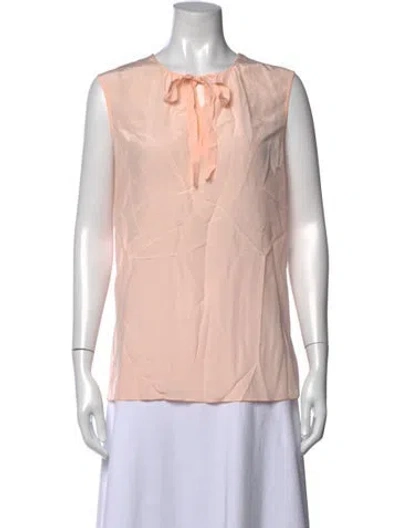 Pre-owned Tory Burch Silk Tie Neck Blouse In Pink
