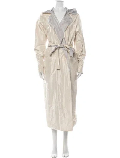 Pre-owned Tory Burch Silk Trench Coat In Neutrals