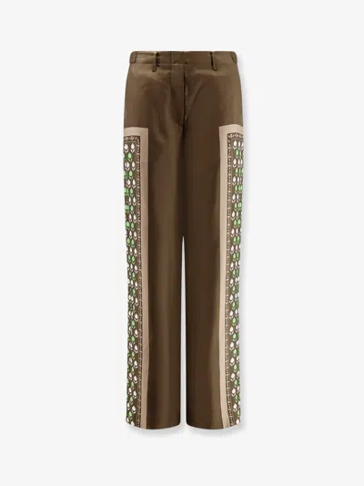 Tory Burch Silk Trousers In Green