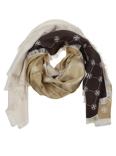 Tory Burch Silk Twill Scarf With Fringed Edges