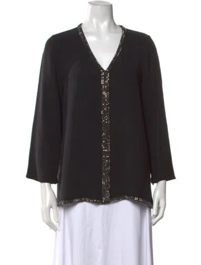Pre-owned Tory Burch Silk V-neck Blouse In Multicolor