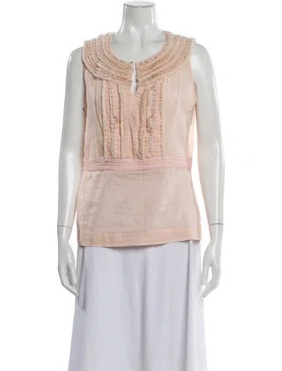 Pre-owned Tory Burch Silk V-neck Blouse In Pink