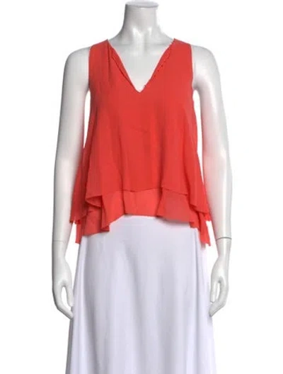 Pre-owned Tory Burch Silk V-neck Blouse In Pink