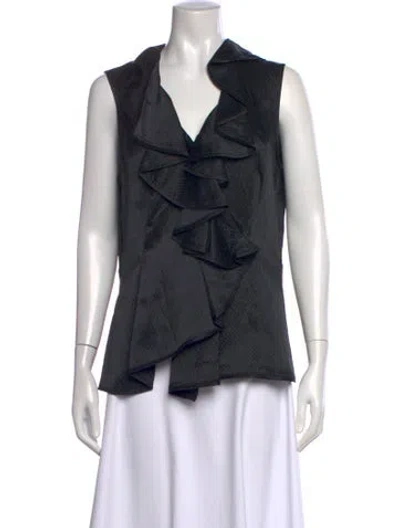 Pre-owned Tory Burch Silk V-neck Blouse W/ Tags In Black