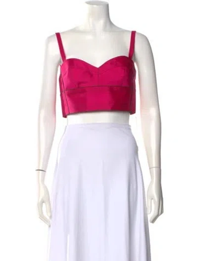 Pre-owned Tory Burch Silk V-neck Crop Top In Neutral