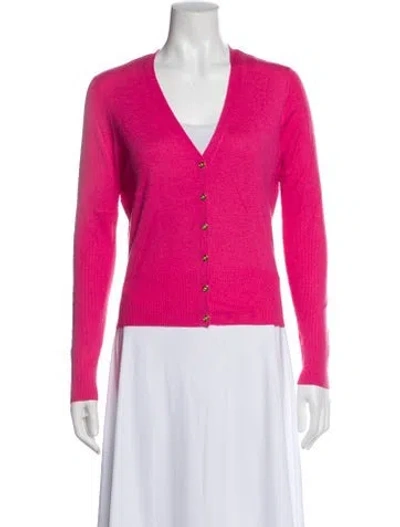 Pre-owned Tory Burch Silk V-neck Sweater In Pink