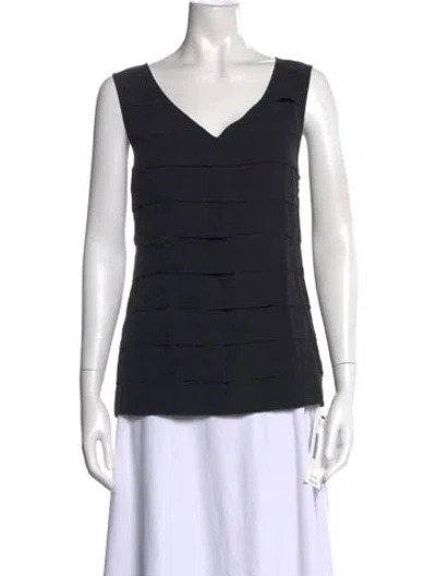 Pre-owned Tory Burch Silk V-neck Top In Black