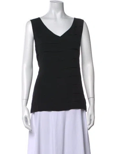 Pre-owned Tory Burch Silk V-neck Top In Black