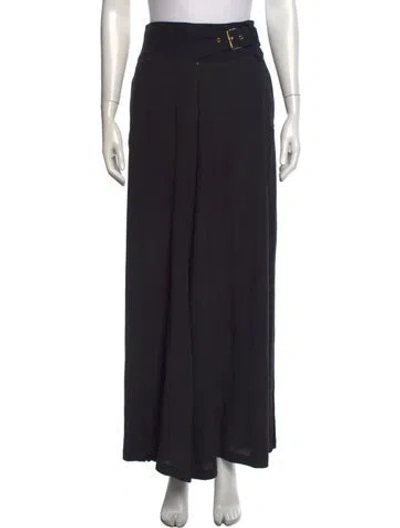 Pre-owned Tory Burch Silk Wide Leg Pants In Black