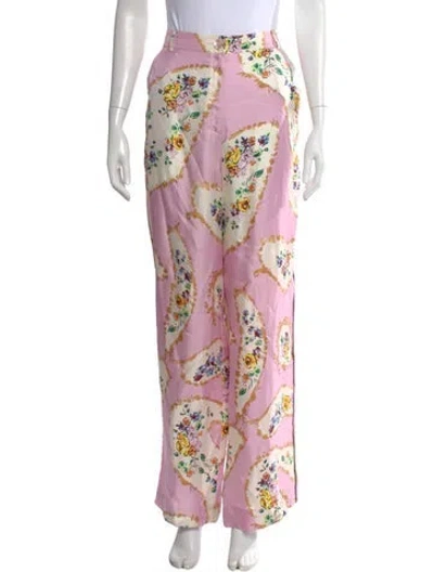 Pre-owned Tory Burch Silk Wide Leg Pants In Pink