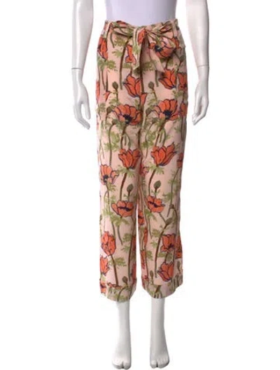 Pre-owned Tory Burch Silk Wide Leg Pants In Pink