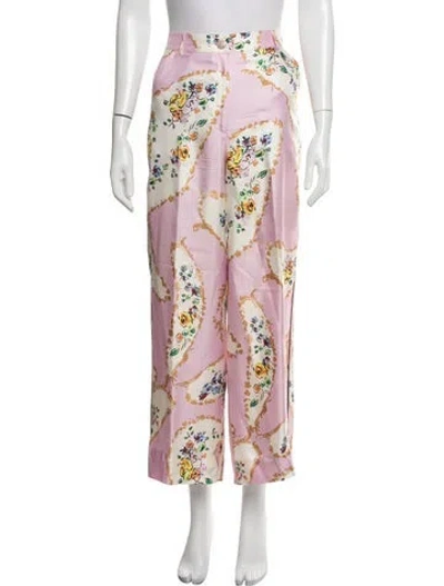 Pre-owned Tory Burch Silk Wide Leg Pants In Pink
