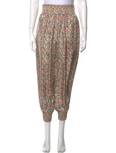 Pre-owned Tory Burch Silk Wide Leg Pants In White