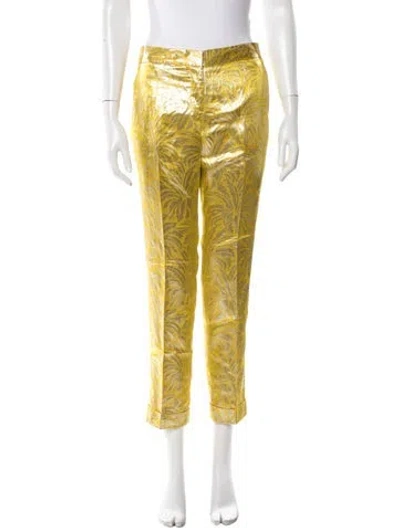 Pre-owned Tory Burch Silk Wide Leg Pants In Yellow