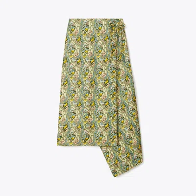 Tory Burch Silk Wrap Skirt In Green