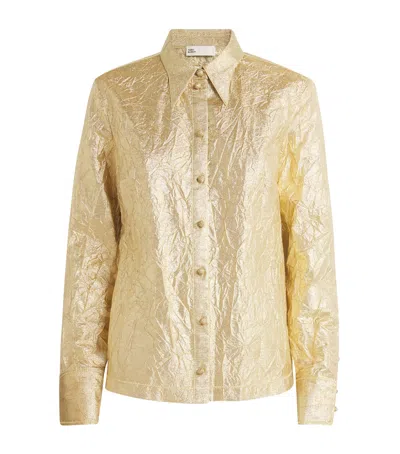 Tory Burch Silk-blend Crushed Shirt In Gold