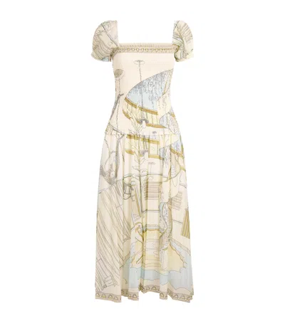 Tory Burch Silk-cotton Print Midi Dress In Multi