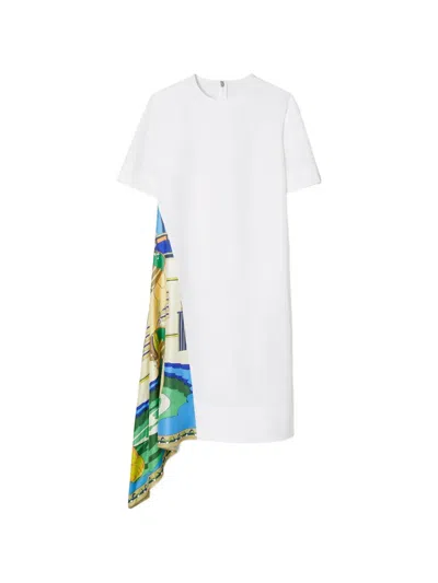 Tory Burch Silk-panel Asymmetric Dress In White