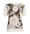 Tory Burch Silk-wool Floral T-shirt In Multi