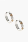 Tory Burch Silver And Golden Effect Miller Earrings With Studs In Gray
