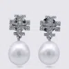 Tory Burch Silver And Pearl Brass Earrings In Multi