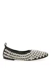 Tory Burch Studded Round Toe Ballerina Shoes With Flat Sole In Neutral