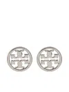 Tory Burch Miller Double-t Stud Earrings In Grey