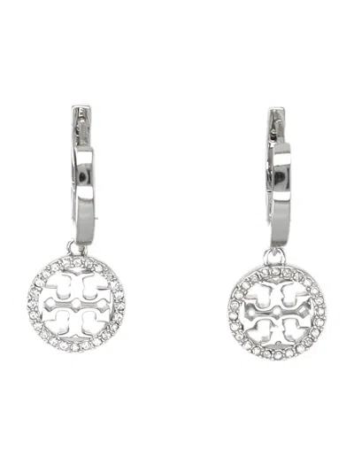 Tory Burch Silver Crystal Brass Jewelry In Metallic