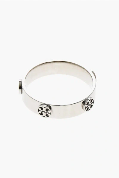 Tory Burch Silver-effect Miller Ring With Studs Monogram