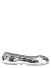 Tory Burch Mini Travel Metallic Leather Ballet Flats In Silver