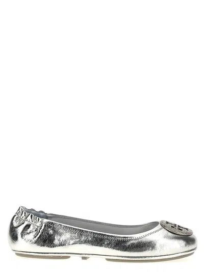 TORY BURCH SILVER LEATHER BALLET FLATS