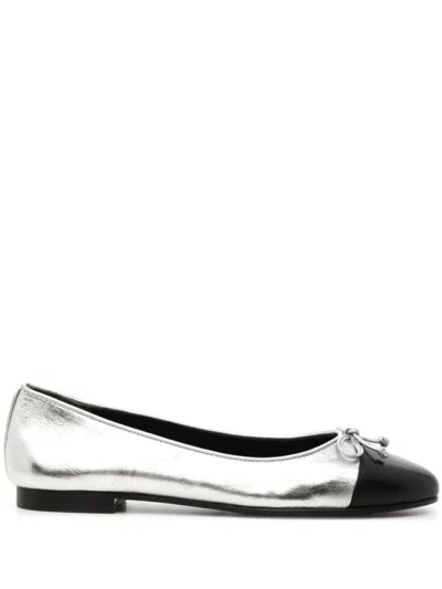 TORY BURCH SILVER LEATHER BALLET FLATS