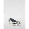 Tory Burch Silver Leather Ballet Flats In Silver
