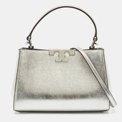 Pre-owned Tory Burch Silver Leather Mini Eleanor Top Handle Bag