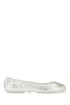 Tory Burch Mini Travel Metallic Leather Ballet Flats In Silver Silver