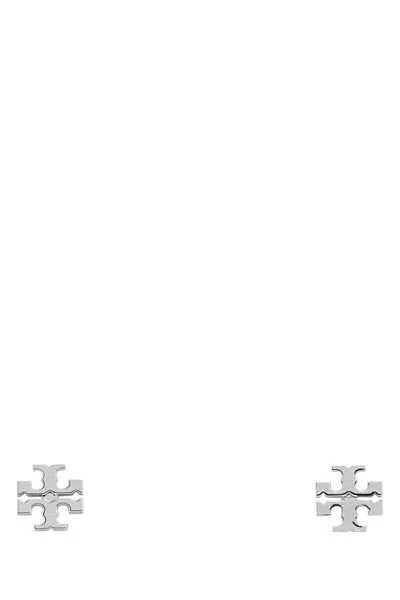 TORY BURCH SILVER LOGO EARRINGS