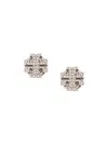 Tory Burch Kira Stud Earrings With Crystal Embellishment In Metallic
