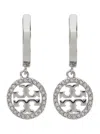 Tory Burch 'miller' Metallic Earings With Double T Logo Charm In Metallic