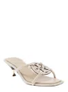Tory Burch Silver Sandals With Rhinestone And Double T Detail In Leather Woman